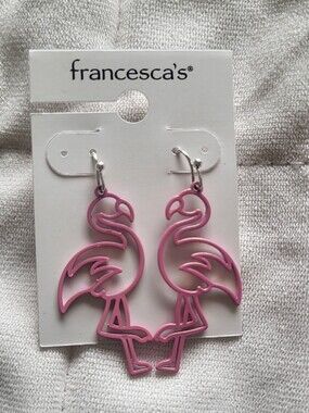 Francesca's Collections Pink Flamingo Dangle Earrings